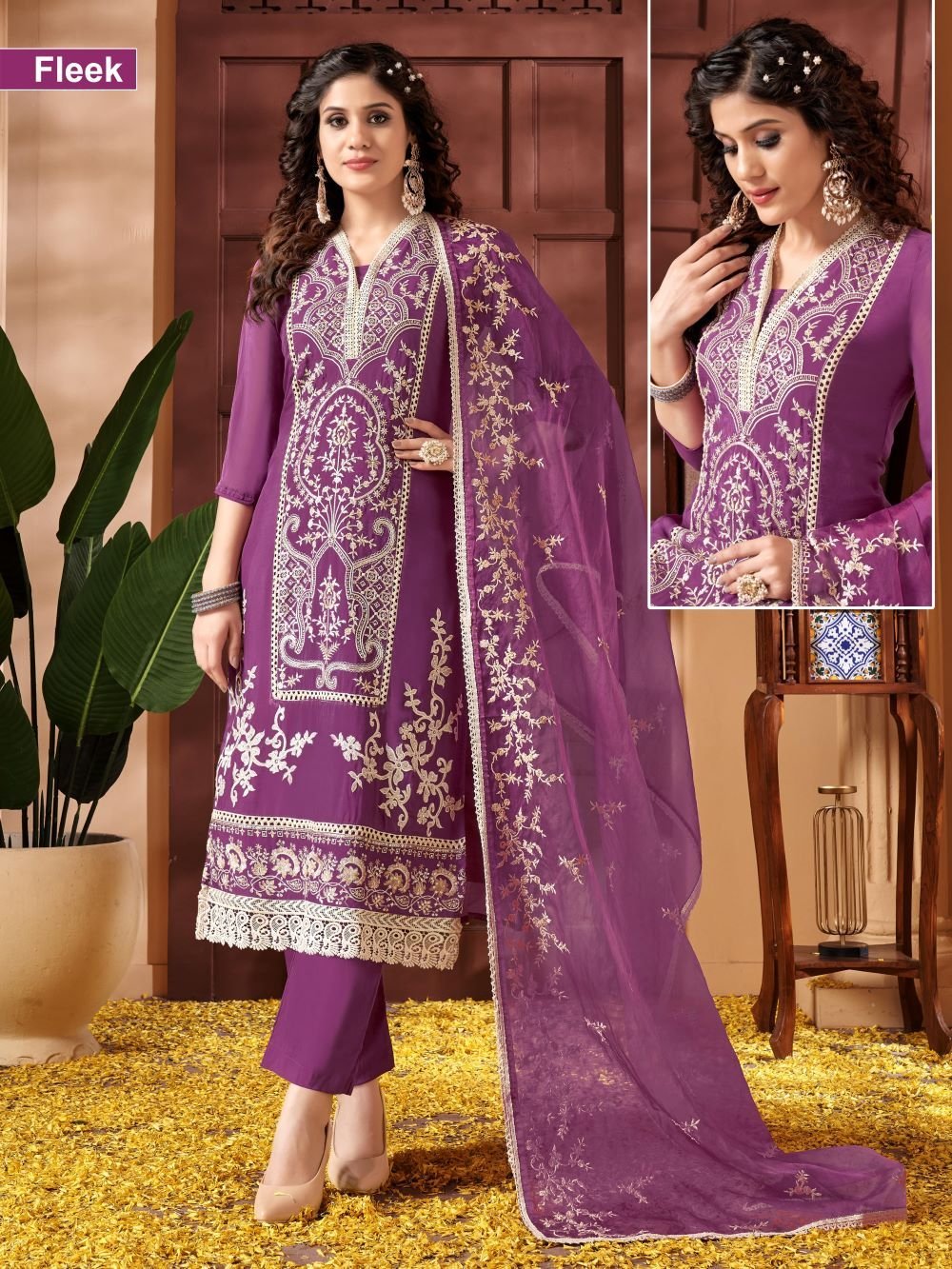 Premium unstitched suits – Khatli embroidery and digital print designer sets from Kanya Creation